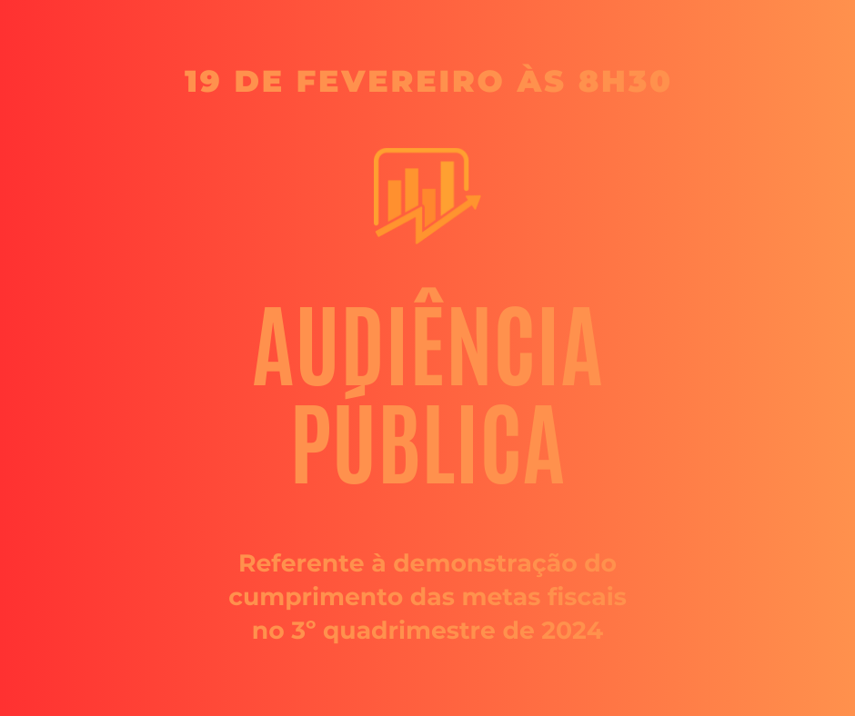 Câmara realizará Audiência Pública das Metas Fiscais em 19 de fevereiro.