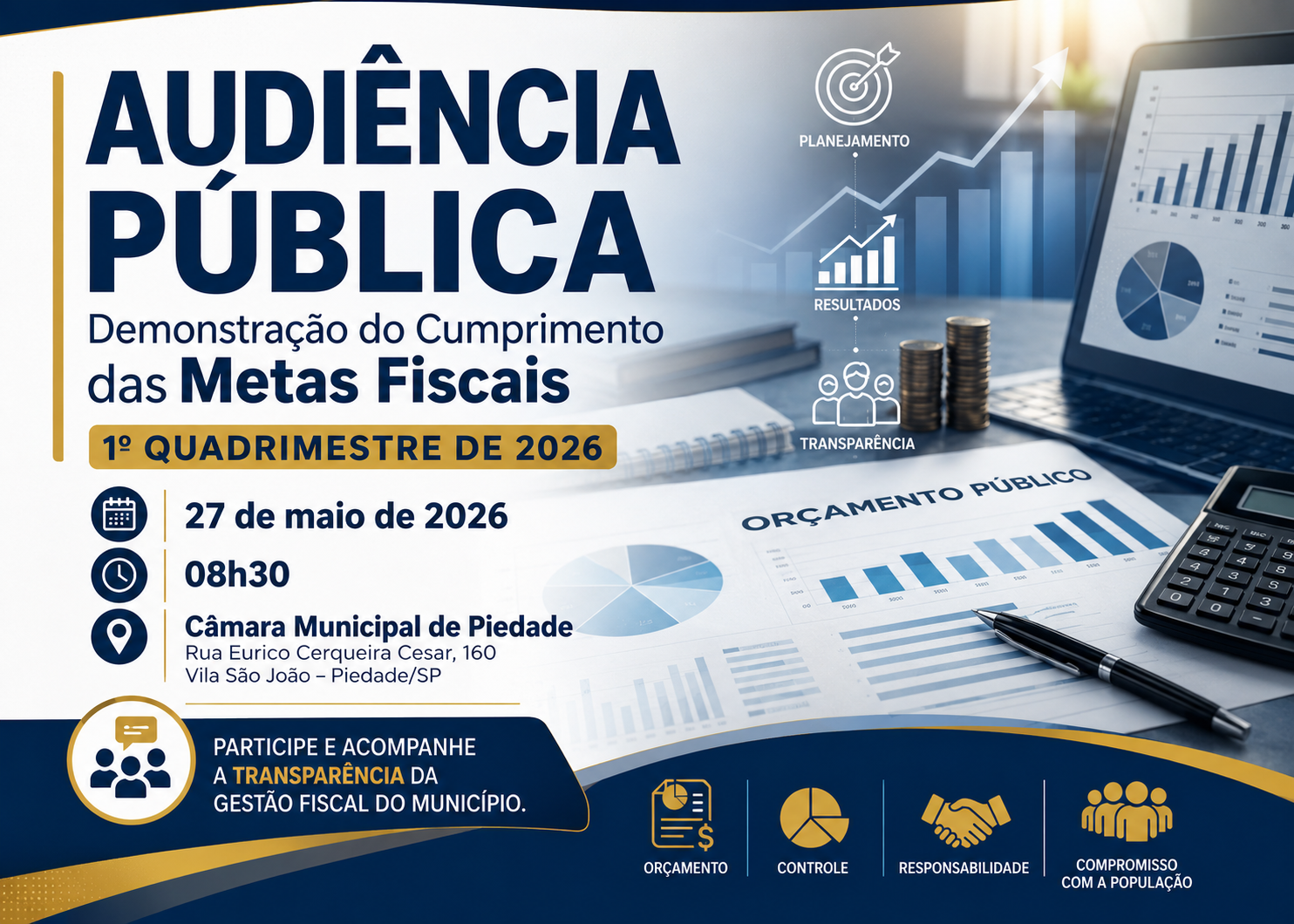 Câmara realizará audiência pública das metas fiscais no próximo dia 27.
