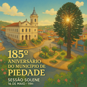 Câmara realizará cerimônia em homenagem aos 185 anos de Piedade. Câmara realizará cerimônia em homenagem aos 185 anos de Piedade.