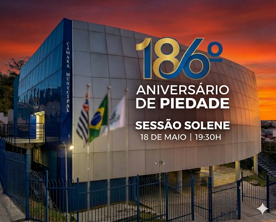 Câmara realizará Sessão Solene em comemoração aos 186 anos do município.